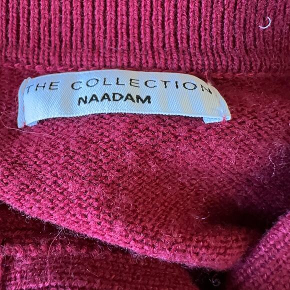 Naadam Cranberry Polo Sweater SMALL Wool Cashmere Cropped Soft Designer $300 - Picture 10 of 12